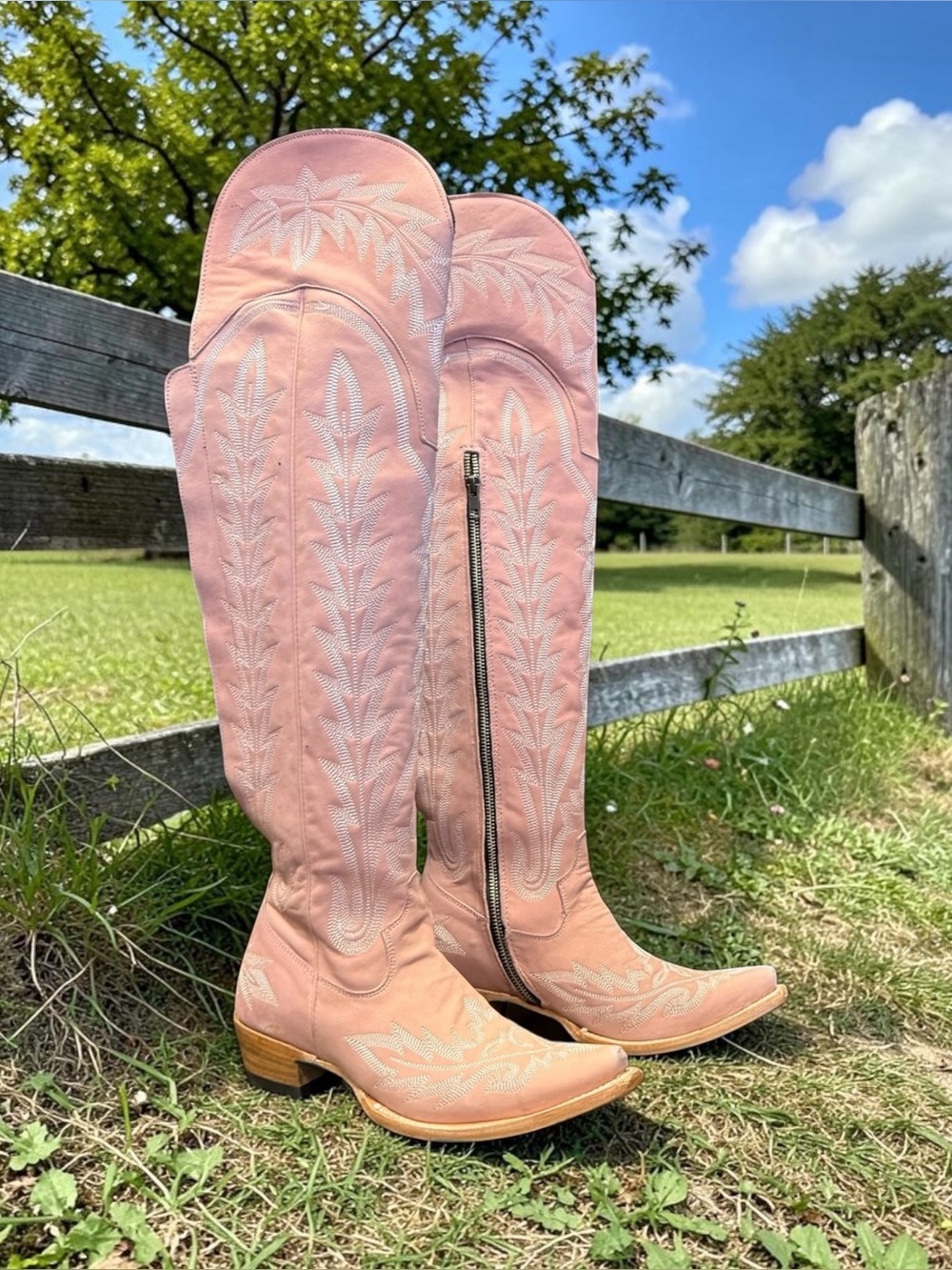 LANE LEXINGTON OTK CORSET WESTERN BOOTS - BLUSH - FASHION COWBOY SZ 8